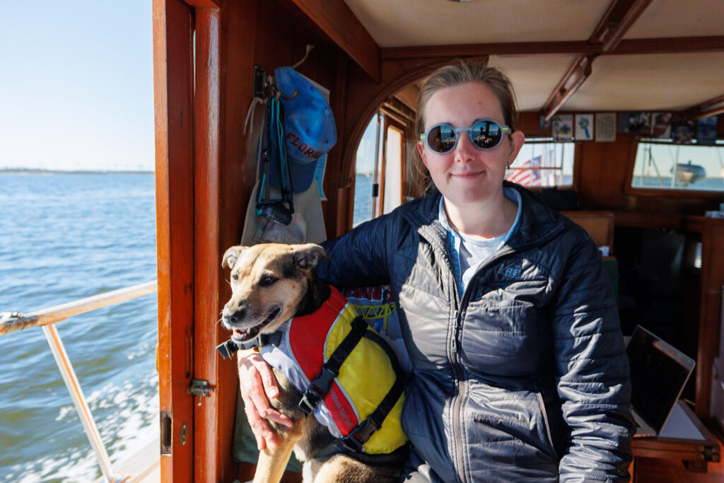 Jen at the helm during our Big Bend Florida