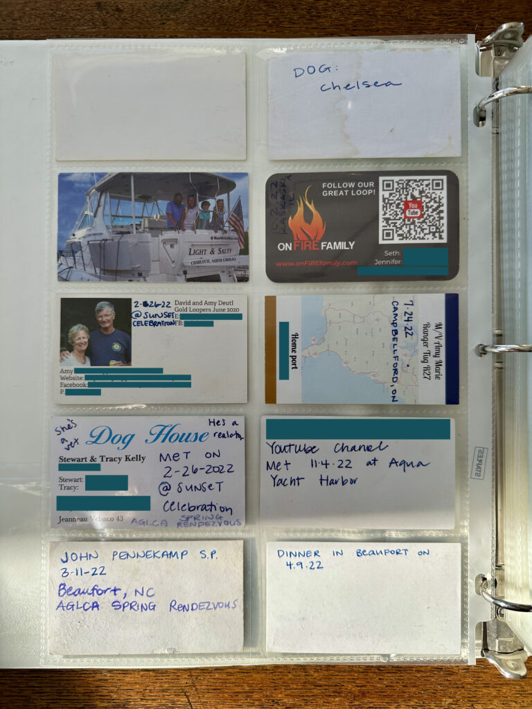 Our Binder of boat cards