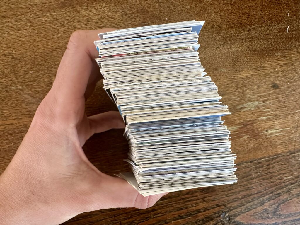 Large stack of boat cards we collected along the Great Loop