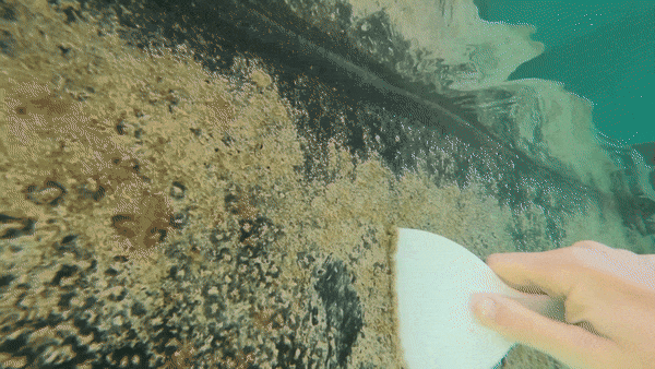 A video of us scraping the bottom of our boat, an important part of boat maintenance